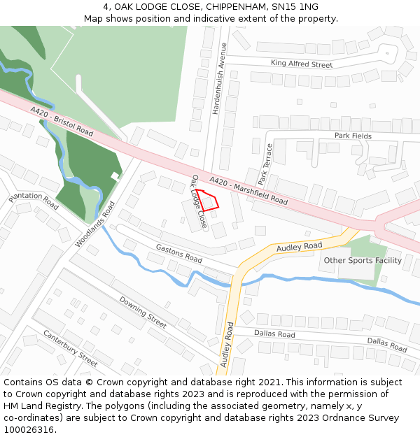 4, OAK LODGE CLOSE, CHIPPENHAM, SN15 1NG: Location map and indicative extent of plot