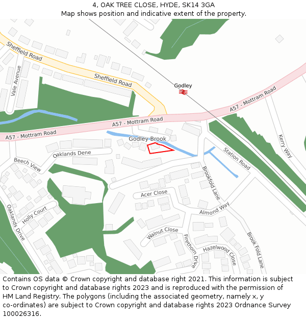 4, OAK TREE CLOSE, HYDE, SK14 3GA: Location map and indicative extent of plot