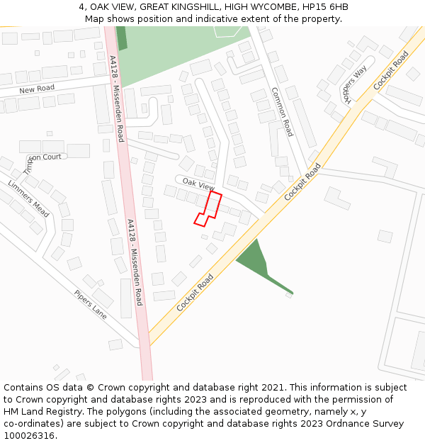 4, OAK VIEW, GREAT KINGSHILL, HIGH WYCOMBE, HP15 6HB: Location map and indicative extent of plot