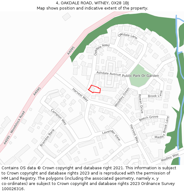 4, OAKDALE ROAD, WITNEY, OX28 1BJ: Location map and indicative extent of plot