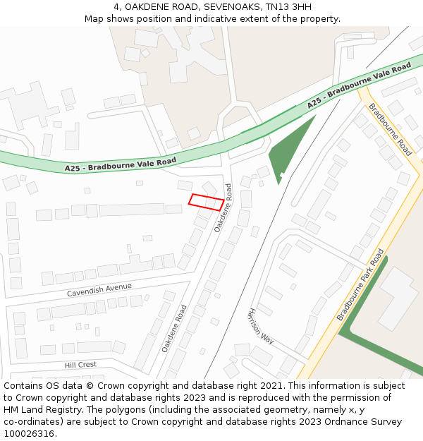 4, OAKDENE ROAD, SEVENOAKS, TN13 3HH: Location map and indicative extent of plot