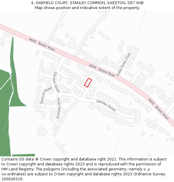 4, OAKFIELD COURT, STANLEY COMMON, ILKESTON, DE7 6XB: Location map and indicative extent of plot
