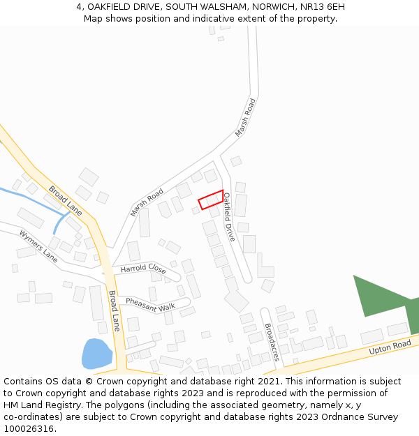 4, OAKFIELD DRIVE, SOUTH WALSHAM, NORWICH, NR13 6EH: Location map and indicative extent of plot