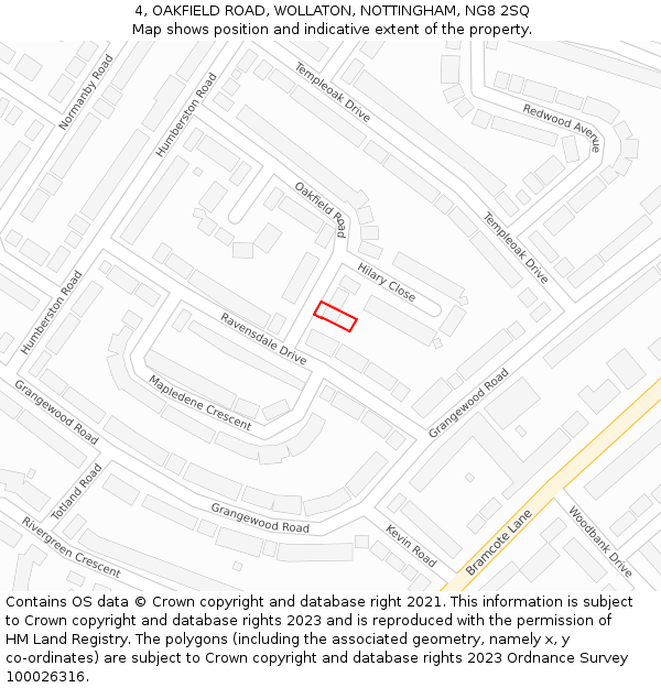 4, OAKFIELD ROAD, WOLLATON, NOTTINGHAM, NG8 2SQ: Location map and indicative extent of plot