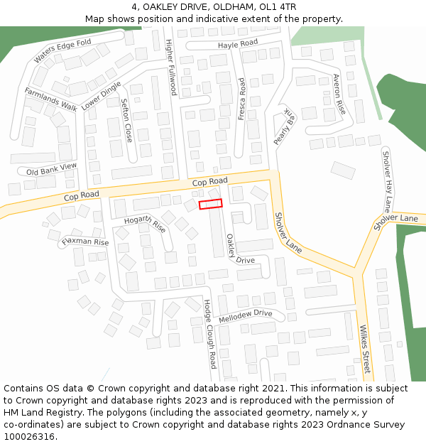 4, OAKLEY DRIVE, OLDHAM, OL1 4TR: Location map and indicative extent of plot