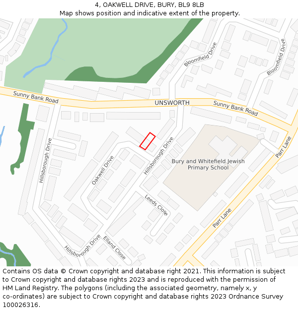 4, OAKWELL DRIVE, BURY, BL9 8LB: Location map and indicative extent of plot