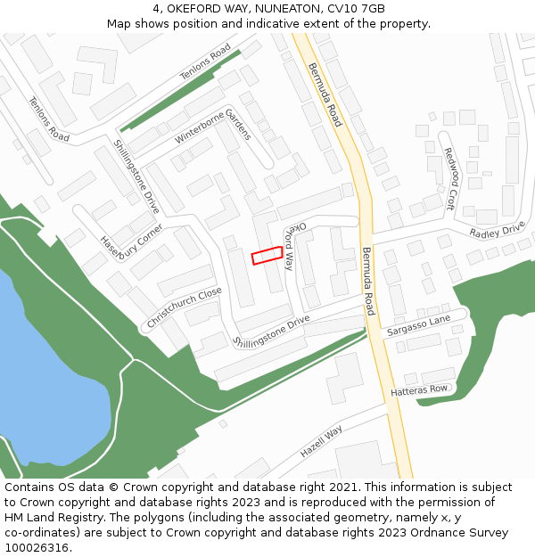 4, OKEFORD WAY, NUNEATON, CV10 7GB: Location map and indicative extent of plot