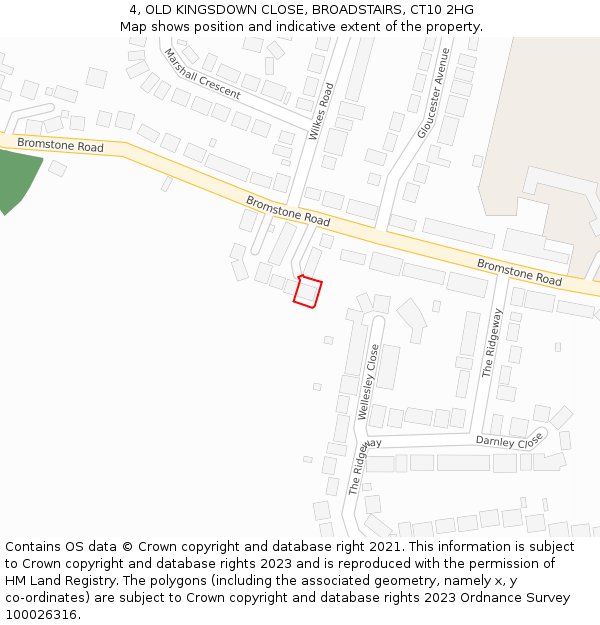 4, OLD KINGSDOWN CLOSE, BROADSTAIRS, CT10 2HG: Location map and indicative extent of plot