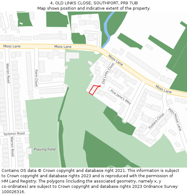 4, OLD LINKS CLOSE, SOUTHPORT, PR9 7UB: Location map and indicative extent of plot