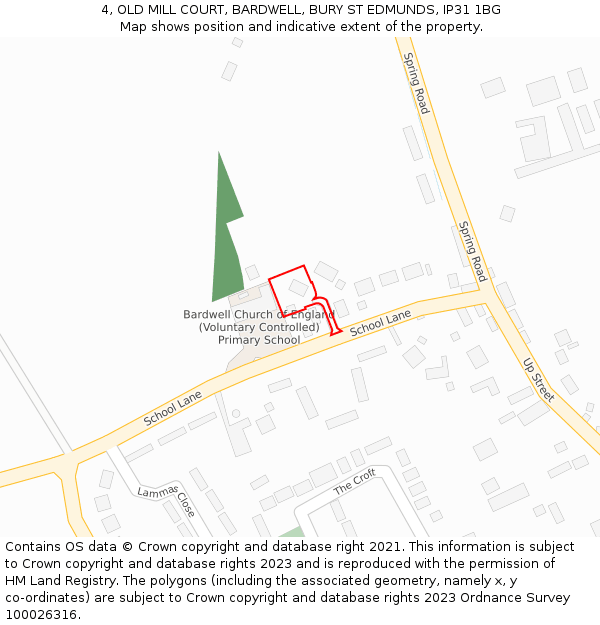 4, OLD MILL COURT, BARDWELL, BURY ST EDMUNDS, IP31 1BG: Location map and indicative extent of plot