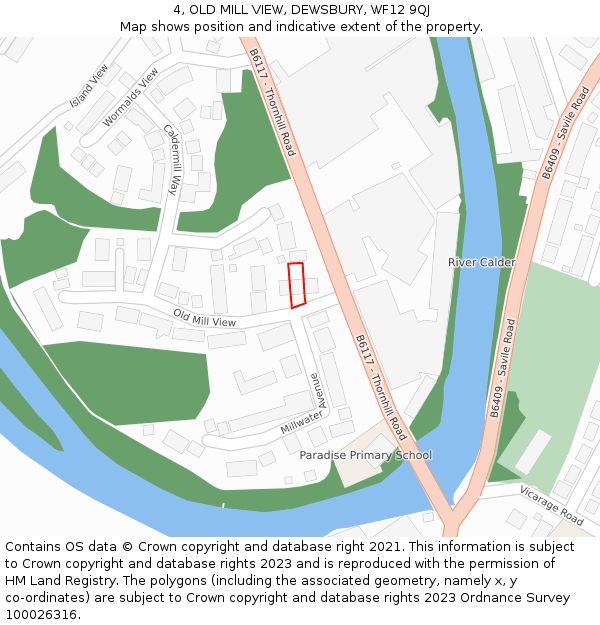 4, OLD MILL VIEW, DEWSBURY, WF12 9QJ: Location map and indicative extent of plot