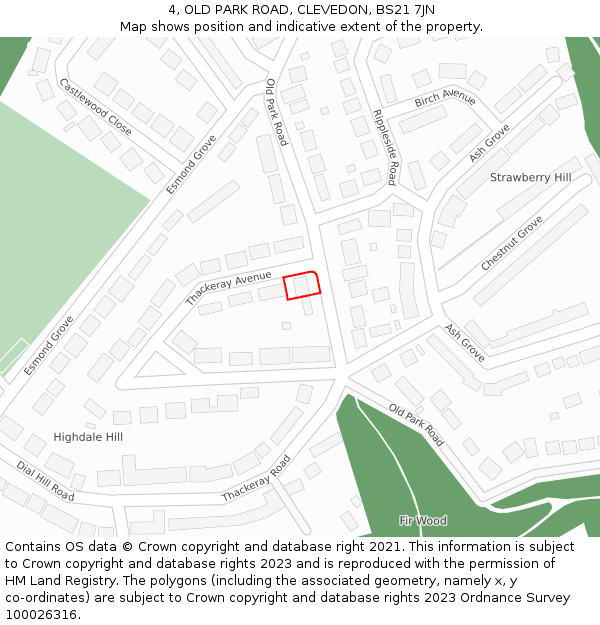 4, OLD PARK ROAD, CLEVEDON, BS21 7JN: Location map and indicative extent of plot