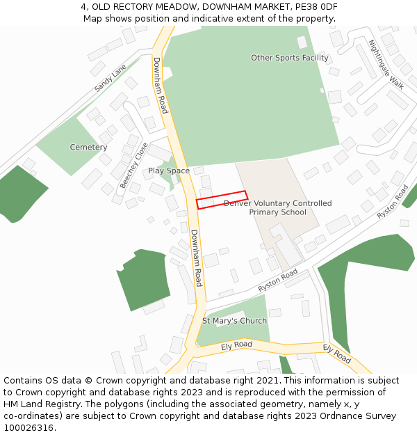 4, OLD RECTORY MEADOW, DOWNHAM MARKET, PE38 0DF: Location map and indicative extent of plot