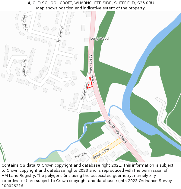 4, OLD SCHOOL CROFT, WHARNCLIFFE SIDE, SHEFFIELD, S35 0BU: Location map and indicative extent of plot