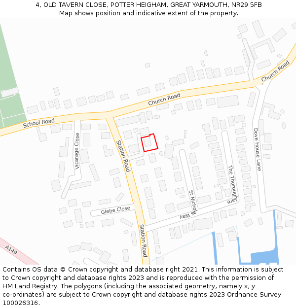 4, OLD TAVERN CLOSE, POTTER HEIGHAM, GREAT YARMOUTH, NR29 5FB: Location map and indicative extent of plot