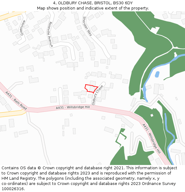 4, OLDBURY CHASE, BRISTOL, BS30 6DY: Location map and indicative extent of plot