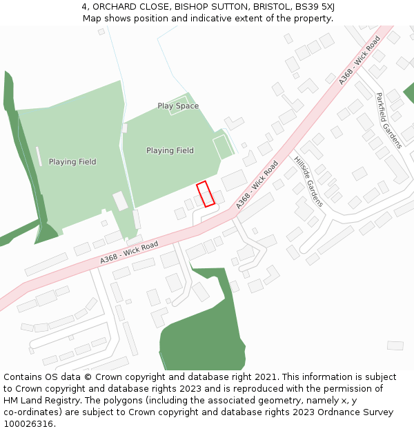 4, ORCHARD CLOSE, BISHOP SUTTON, BRISTOL, BS39 5XJ: Location map and indicative extent of plot