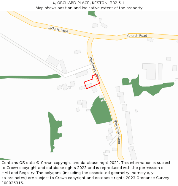 4, ORCHARD PLACE, KESTON, BR2 6HL: Location map and indicative extent of plot