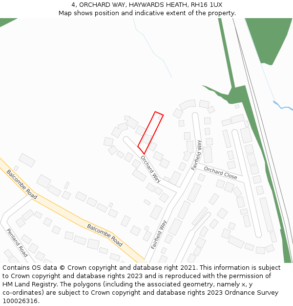 4, ORCHARD WAY, HAYWARDS HEATH, RH16 1UX: Location map and indicative extent of plot