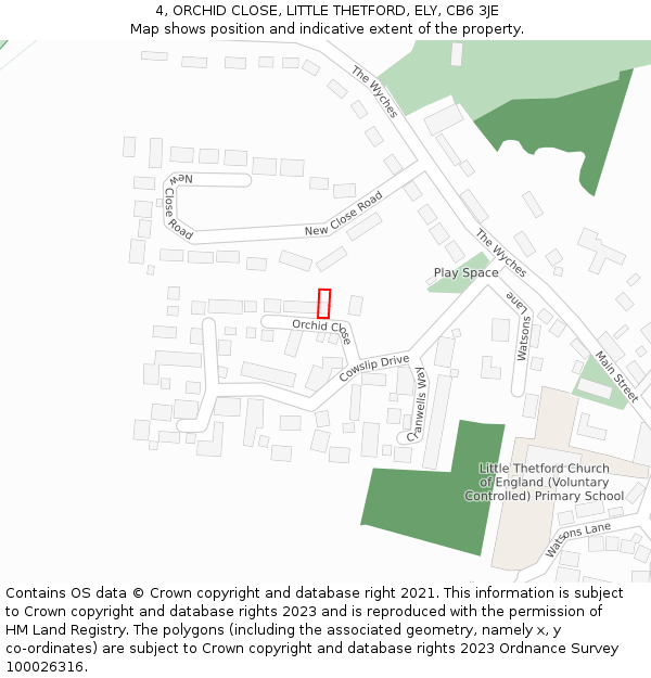 4, ORCHID CLOSE, LITTLE THETFORD, ELY, CB6 3JE: Location map and indicative extent of plot