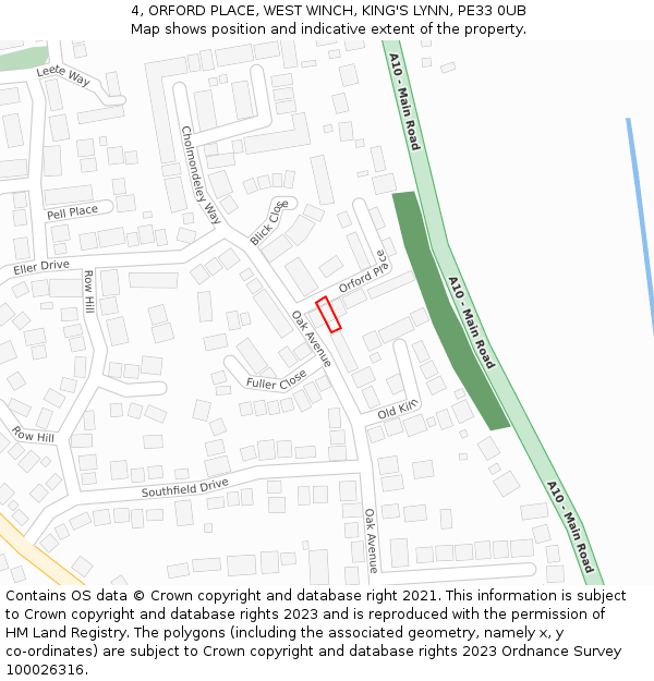 4, ORFORD PLACE, WEST WINCH, KING'S LYNN, PE33 0UB: Location map and indicative extent of plot