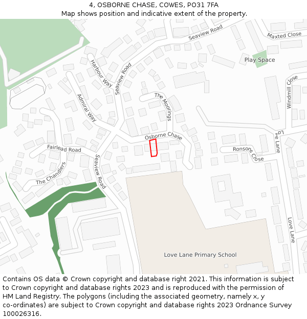 4, OSBORNE CHASE, COWES, PO31 7FA: Location map and indicative extent of plot