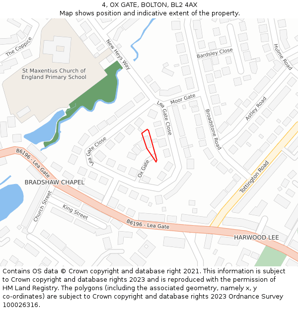 4, OX GATE, BOLTON, BL2 4AX: Location map and indicative extent of plot