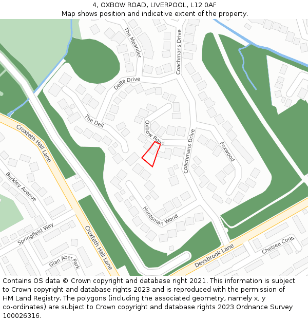 4, OXBOW ROAD, LIVERPOOL, L12 0AF: Location map and indicative extent of plot
