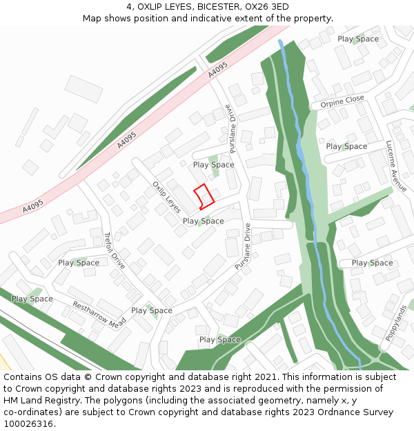 4, OXLIP LEYES, BICESTER, OX26 3ED: Location map and indicative extent of plot