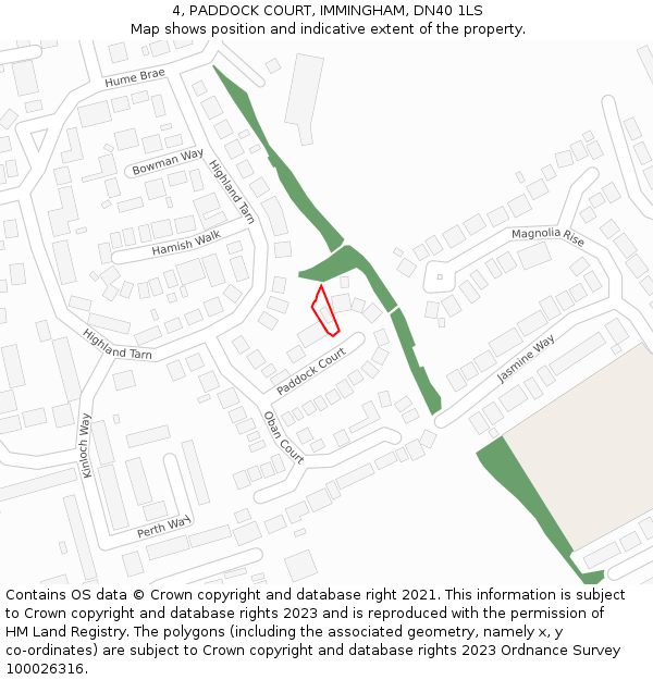 4, PADDOCK COURT, IMMINGHAM, DN40 1LS: Location map and indicative extent of plot