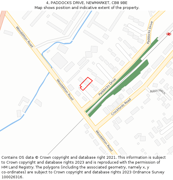 4, PADDOCKS DRIVE, NEWMARKET, CB8 9BE: Location map and indicative extent of plot