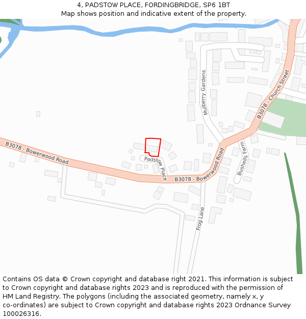 4, PADSTOW PLACE, FORDINGBRIDGE, SP6 1BT: Location map and indicative extent of plot