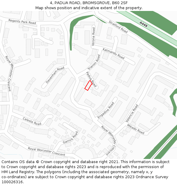 4, PADUA ROAD, BROMSGROVE, B60 2SF: Location map and indicative extent of plot