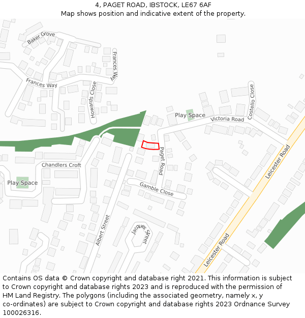 4, PAGET ROAD, IBSTOCK, LE67 6AF: Location map and indicative extent of plot