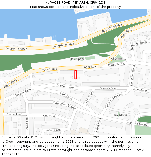 4, PAGET ROAD, PENARTH, CF64 1DS: Location map and indicative extent of plot