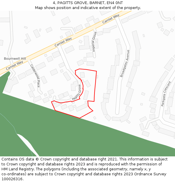 4, PAGITTS GROVE, BARNET, EN4 0NT: Location map and indicative extent of plot