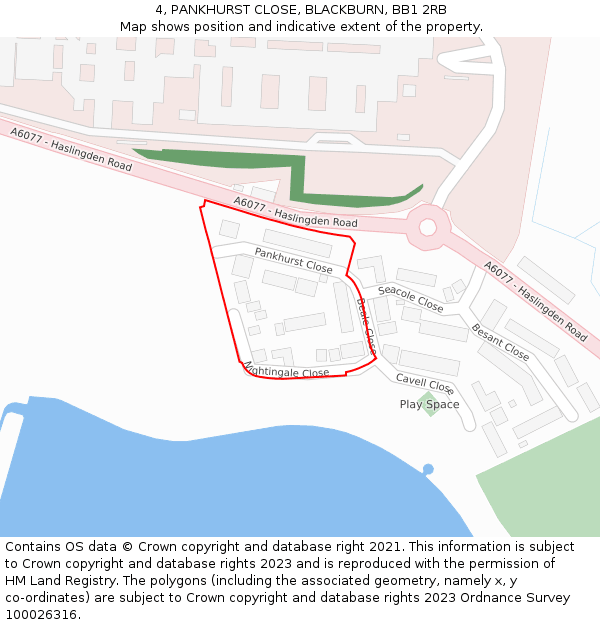 4, PANKHURST CLOSE, BLACKBURN, BB1 2RB: Location map and indicative extent of plot