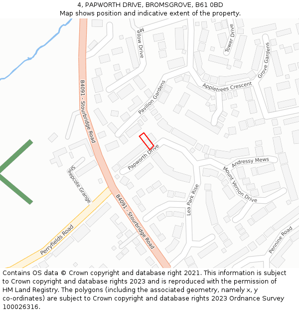 4, PAPWORTH DRIVE, BROMSGROVE, B61 0BD: Location map and indicative extent of plot