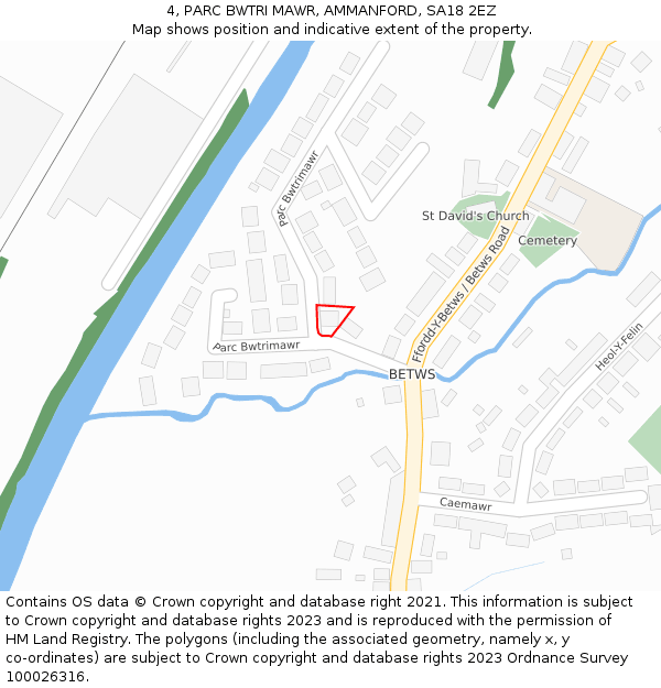 4, PARC BWTRI MAWR, AMMANFORD, SA18 2EZ: Location map and indicative extent of plot