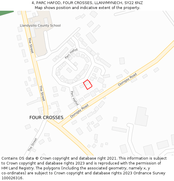 4, PARC HAFOD, FOUR CROSSES, LLANYMYNECH, SY22 6NZ: Location map and indicative extent of plot