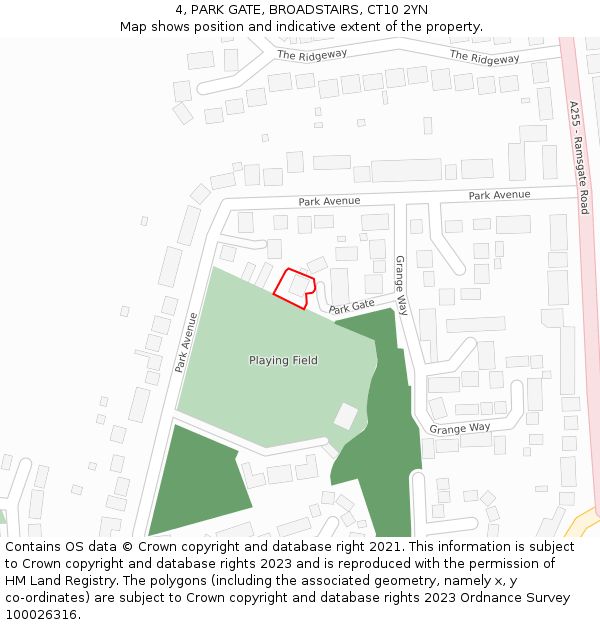 4, PARK GATE, BROADSTAIRS, CT10 2YN: Location map and indicative extent of plot