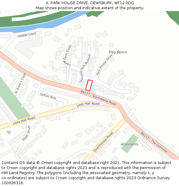 4, PARK HOUSE DRIVE, DEWSBURY, WF12 0DQ: Location map and indicative extent of plot