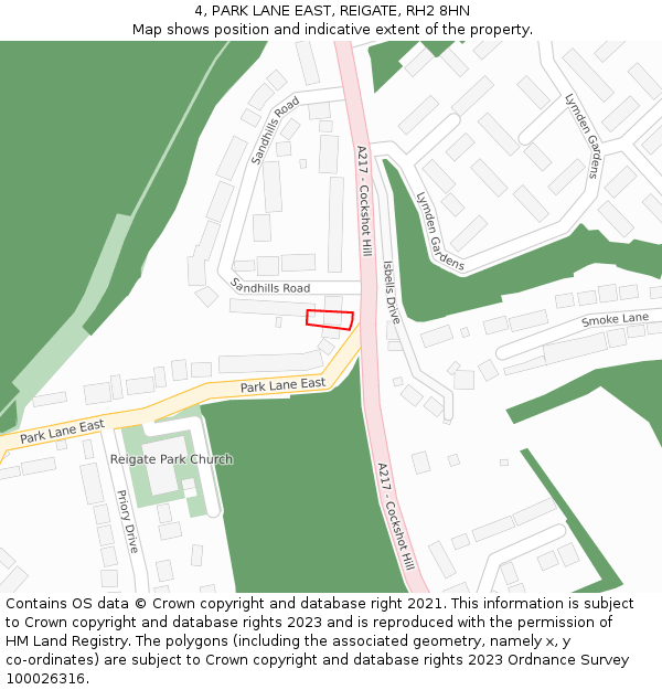 4, PARK LANE EAST, REIGATE, RH2 8HN: Location map and indicative extent of plot