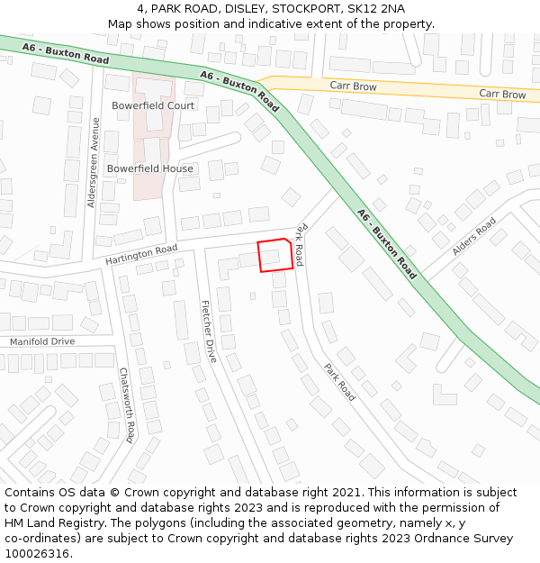 4, PARK ROAD, DISLEY, STOCKPORT, SK12 2NA: Location map and indicative extent of plot