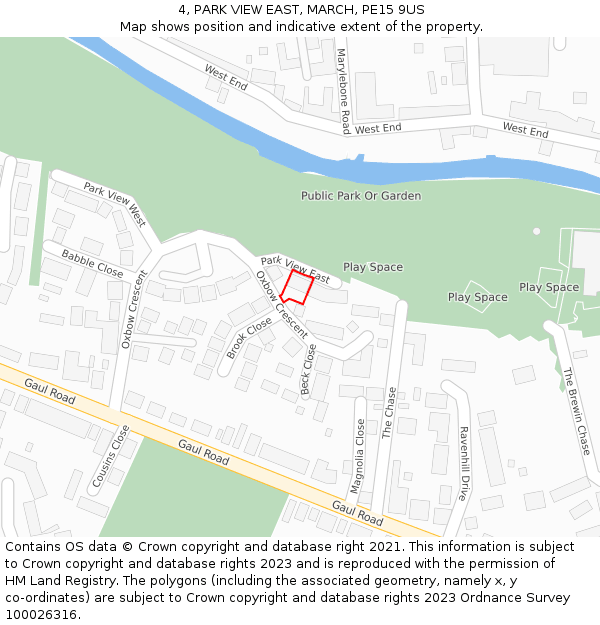 4, PARK VIEW EAST, MARCH, PE15 9US: Location map and indicative extent of plot