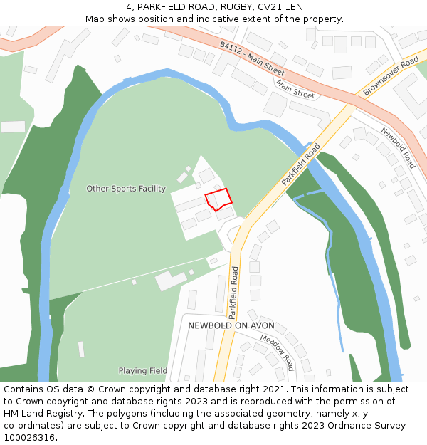 4, PARKFIELD ROAD, RUGBY, CV21 1EN: Location map and indicative extent of plot