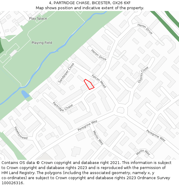 4, PARTRIDGE CHASE, BICESTER, OX26 6XF: Location map and indicative extent of plot