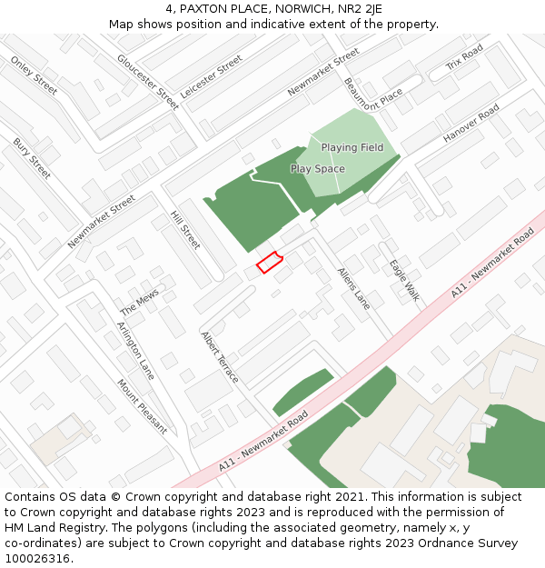 4, PAXTON PLACE, NORWICH, NR2 2JE: Location map and indicative extent of plot