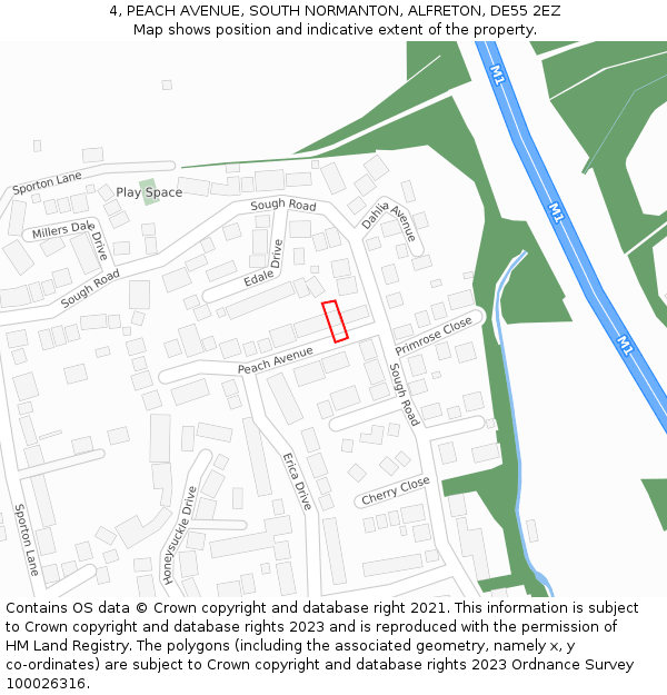 4, PEACH AVENUE, SOUTH NORMANTON, ALFRETON, DE55 2EZ: Location map and indicative extent of plot