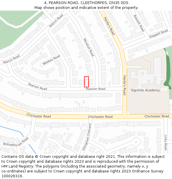 4, PEARSON ROAD, CLEETHORPES, DN35 0DS: Location map and indicative extent of plot